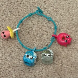 Shopkins Charm Bracelet Blue Milk Clear Milk Donut  Kawaii Food Charms